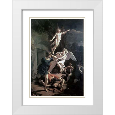 Resurrection White Modern Wood Framed Art Print with Double Matting by van der Werff, Adriaen