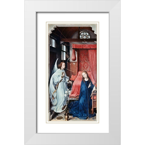 Annunciation 1 White Modern Wood Framed Art Print with Double Matting by Weyden, Rogier van der