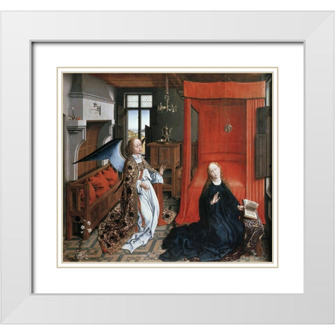 Annunciation 2 White Modern Wood Framed Art Print with Double Matting by Weyden, Rogier van der