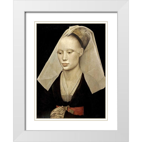 Portrait of a Lady White Modern Wood Framed Art Print with Double Matting by Van Der Weyden, Rogier