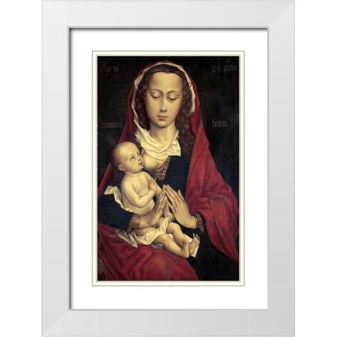 Virgin and Child White Modern Wood Framed Art Print with Double Matting by Weyden, Rogier van der