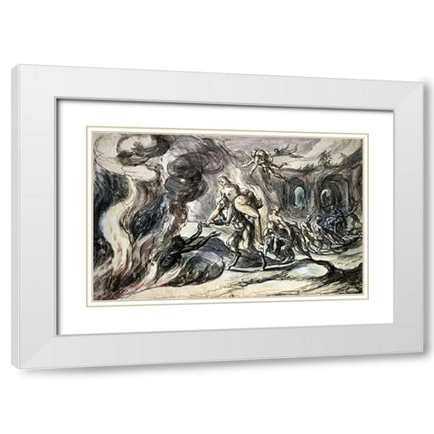 Eurydice In Hell White Modern Wood Framed Art Print with Double Matting by Weyer, Hermann