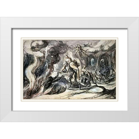 Eurydice In Hell White Modern Wood Framed Art Print with Double Matting by Weyer, Hermann