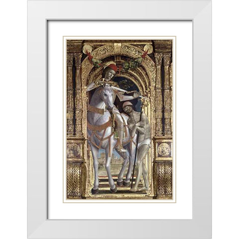 Madonna and Child (Detail)From The Polyptych of Saint Martin White Modern Wood Framed Art Print with Double Matting by Zenale, Bernardo