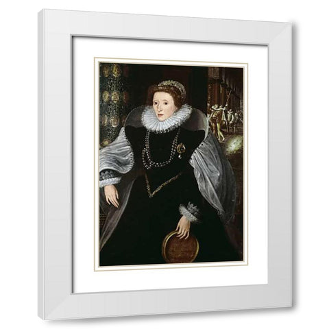 Queen Elizabeth of England White Modern Wood Framed Art Print with Double Matting by Zuccari, Federico