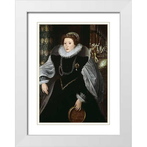 Queen Elizabeth of England White Modern Wood Framed Art Print with Double Matting by Zuccari, Federico