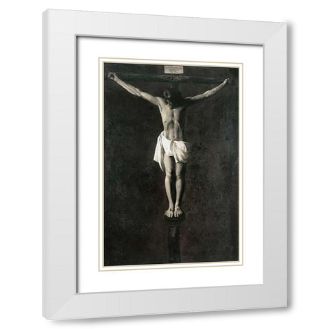 Museumist On The Cross White Modern Wood Framed Art Print with Double Matting by De Zurbaran, Francisco