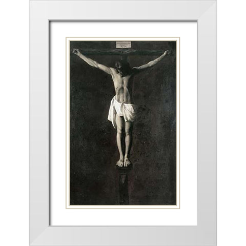 Museumist On The Cross White Modern Wood Framed Art Print with Double Matting by De Zurbaran, Francisco