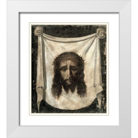 Holy Face - La Santa Faz White Modern Wood Framed Art Print with Double Matting by De Zurbaran, Francisco