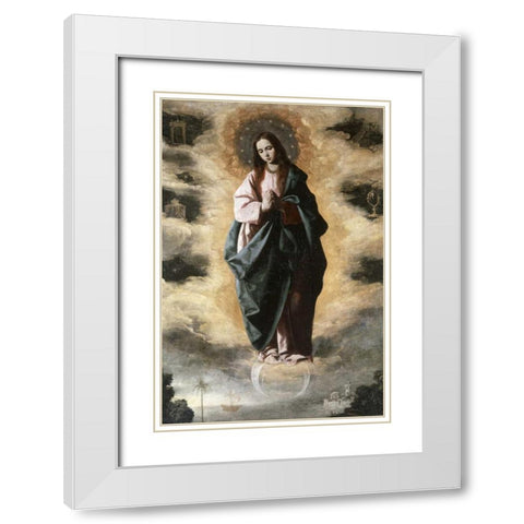 Immaculate Conception White Modern Wood Framed Art Print with Double Matting by De Zurbaran, Francisco
