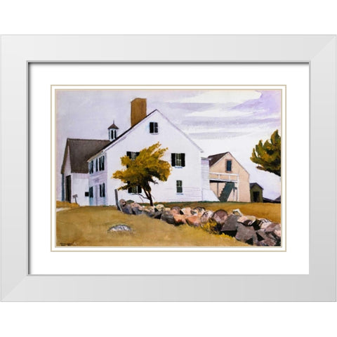 House at Essex, Massachusetts White Modern Wood Framed Art Print with Double Matting by Hopper, Edward