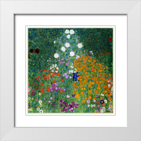 Farmers Garden White Modern Wood Framed Art Print with Double Matting by Klimt, Gustav