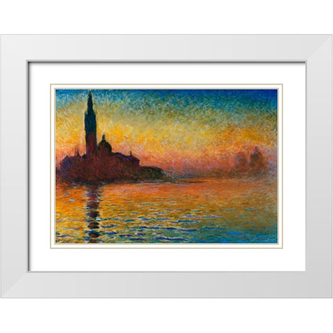 San Giorgio Maggiore White Modern Wood Framed Art Print with Double Matting by Monet, Claude