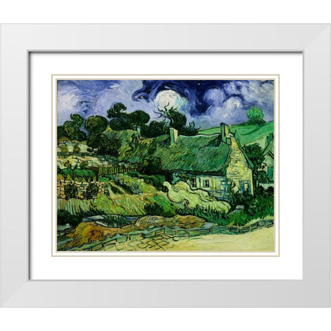 House with Straw Ceiling, Cordeville White Modern Wood Framed Art Print with Double Matting by Van Gogh, Vincent