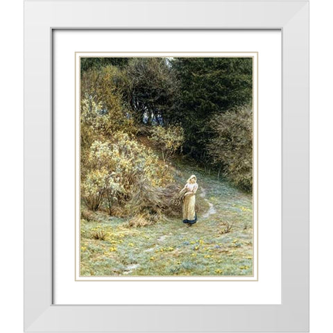 In the Primrose Wood White Modern Wood Framed Art Print with Double Matting by Allingham, Helen