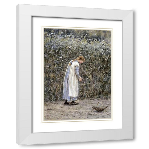 The Young Gardener White Modern Wood Framed Art Print with Double Matting by Allingham, Helen