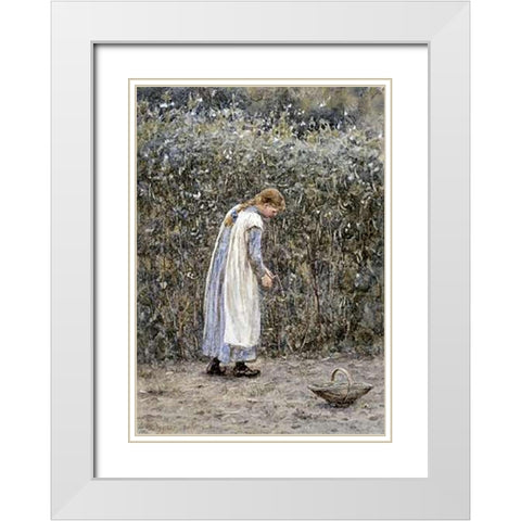 The Young Gardener White Modern Wood Framed Art Print with Double Matting by Allingham, Helen