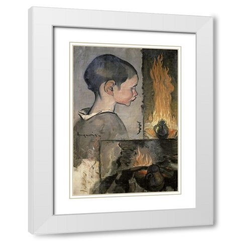 Profile of a Child (Profil dEnfant) White Modern Wood Framed Art Print with Double Matting by Anquetin, Louis