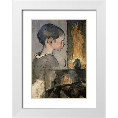 Profile of a Child (Profil dEnfant) White Modern Wood Framed Art Print with Double Matting by Anquetin, Louis