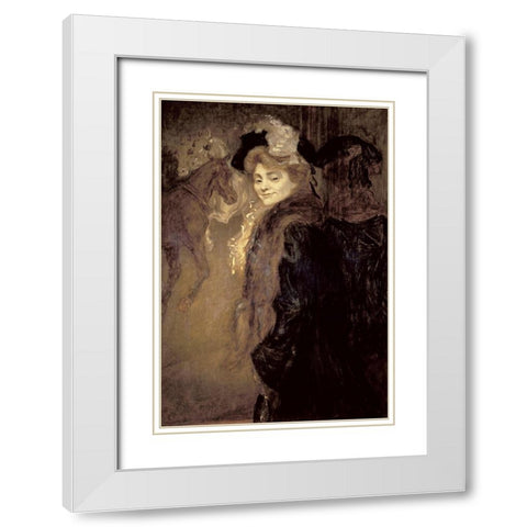 Woman in the Street White Modern Wood Framed Art Print with Double Matting by Anquetin, Louis