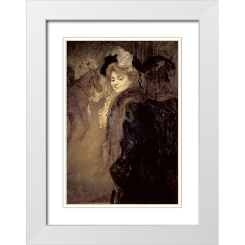 Woman in the Street White Modern Wood Framed Art Print with Double Matting by Anquetin, Louis