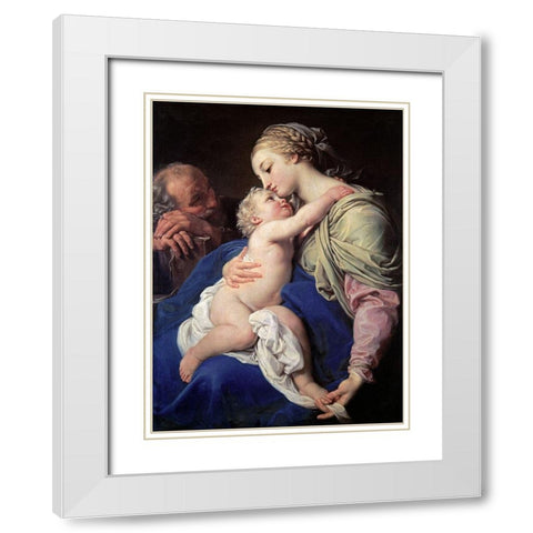 The Family White Modern Wood Framed Art Print with Double Matting by Batoni, Pompeo Girolamo