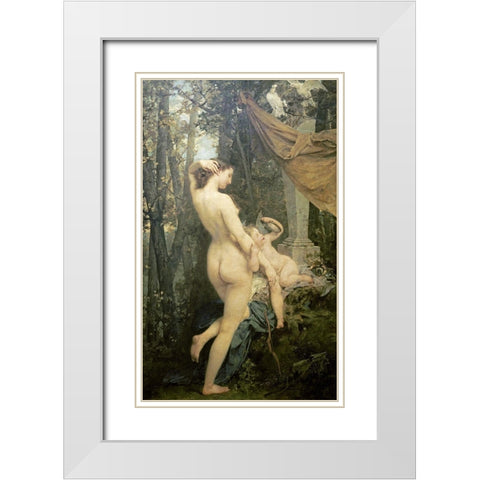 Toilette of Venus White Modern Wood Framed Art Print with Double Matting by Baudry, Paul Jaques Aime
