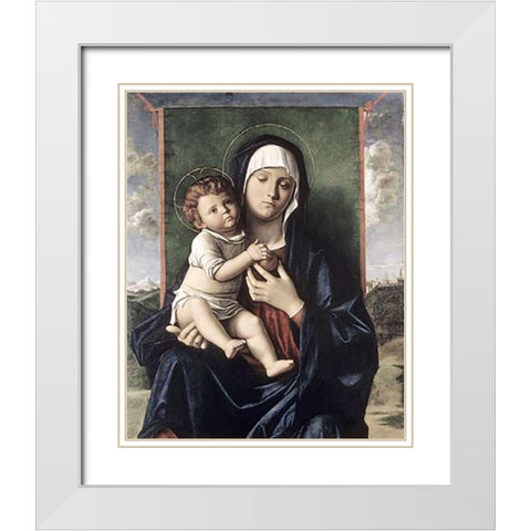 Madonna and Child White Modern Wood Framed Art Print with Double Matting by Bellini, Giovanni