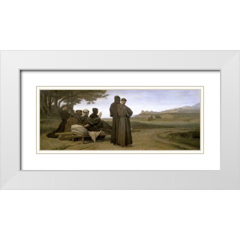 St. Francis dAssise White Modern Wood Framed Art Print with Double Matting by Benouville, Francois Leon
