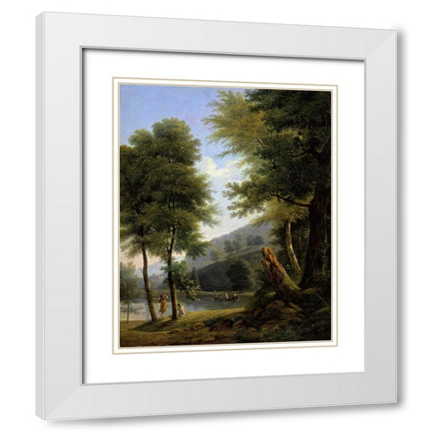 Idyllic Landscape - Paysage Idyllique White Modern Wood Framed Art Print with Double Matting by Bertin, Francois Edouard