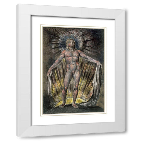 Etching from Milton a Poet White Modern Wood Framed Art Print with Double Matting by Blake, William