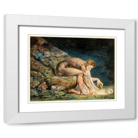 Newton White Modern Wood Framed Art Print with Double Matting by Blake, William