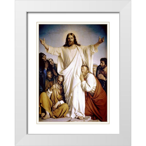 Christ the Consoler White Modern Wood Framed Art Print with Double Matting by Bloch, Carl