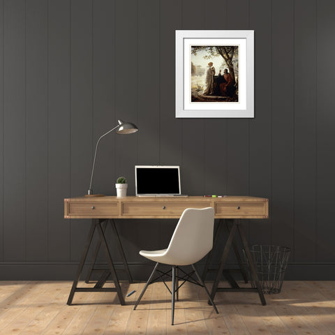 The Woman of Samaria White Modern Wood Framed Art Print with Double Matting by Bloch, Carl