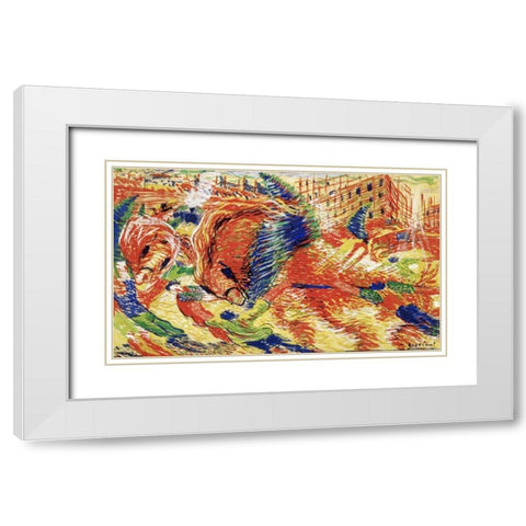 The City Rises White Modern Wood Framed Art Print with Double Matting by Boccioni, Umberto