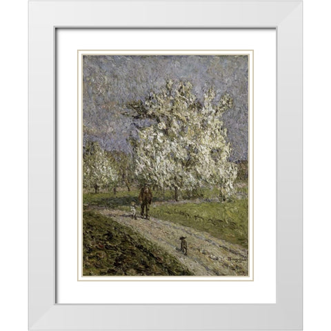Le Grand Poirier en Fleurs White Modern Wood Framed Art Print with Double Matting by Boggio, Emilio