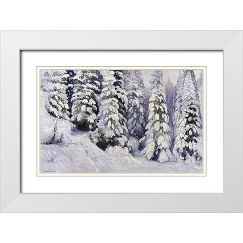 Winter Tale White Modern Wood Framed Art Print with Double Matting by Borisov, Alexander Alexeevich