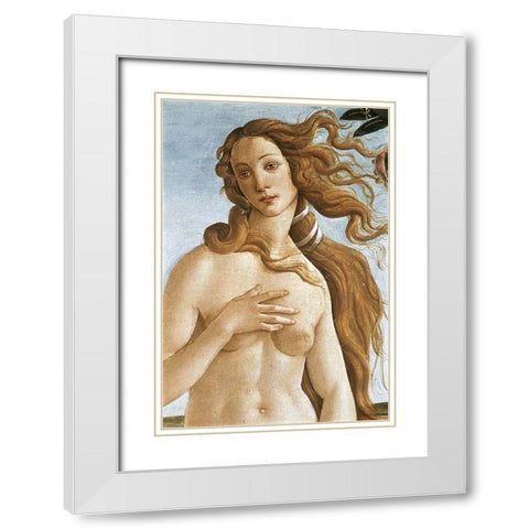The Birth of Venus (Detail) White Modern Wood Framed Art Print with Double Matting by Botticelli, Sandro