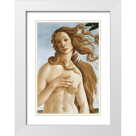 The Birth of Venus (Detail) White Modern Wood Framed Art Print with Double Matting by Botticelli, Sandro