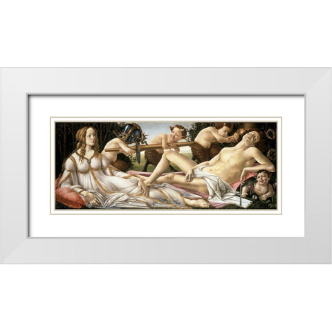 Venus and Mars White Modern Wood Framed Art Print with Double Matting by Botticelli, Sandro