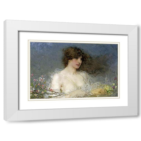 A Spring Idyll White Modern Wood Framed Art Print with Double Matting by Boughton, George Henry