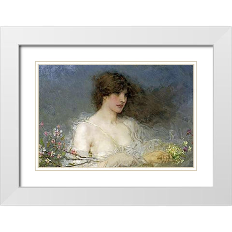 A Spring Idyll White Modern Wood Framed Art Print with Double Matting by Boughton, George Henry