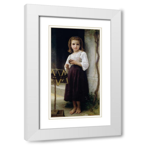 Child with a Ball of Wool White Modern Wood Framed Art Print with Double Matting by Bouguereau, William-Adolphe