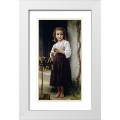 Child with a Ball of Wool White Modern Wood Framed Art Print with Double Matting by Bouguereau, William-Adolphe