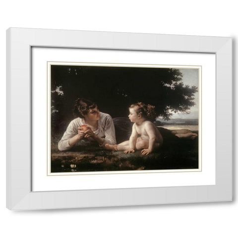 Mother and Child - II White Modern Wood Framed Art Print with Double Matting by Bouguereau, William-Adolphe