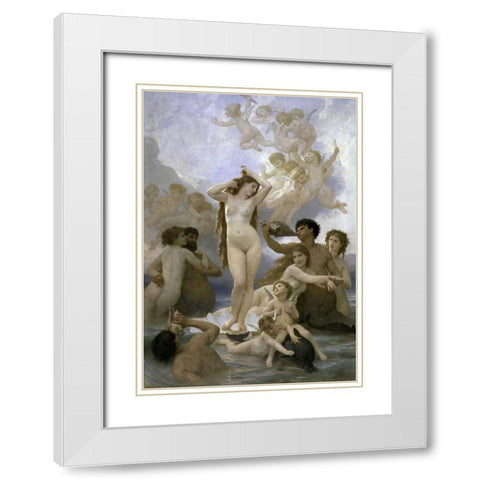 The Birth of Venus White Modern Wood Framed Art Print with Double Matting by Bouguereau, William-Adolphe