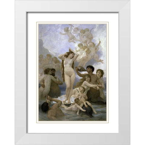 The Birth of Venus White Modern Wood Framed Art Print with Double Matting by Bouguereau, William-Adolphe