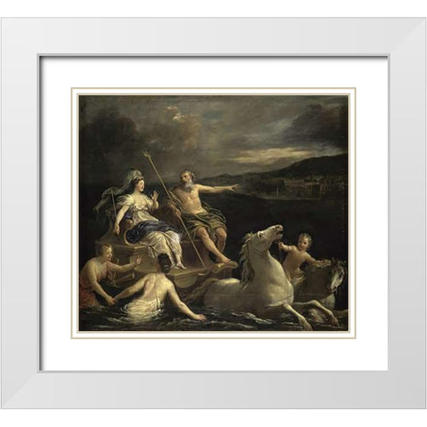 Triumph of Neptune Bon Boullogne White Modern Wood Framed Art Print with Double Matting by Boullogne, Bon
