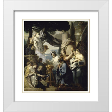 Solomons Idolatry White Modern Wood Framed Art Print with Double Matting by Bourdon, Sebastien