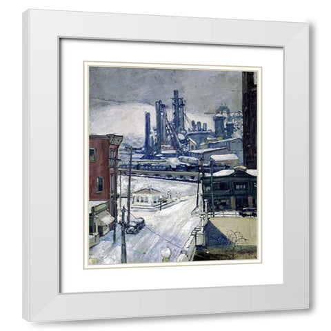 Blast Furnaces in Winter White Modern Wood Framed Art Print with Double Matting by Brennan, H.J